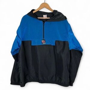 80’s vintage Surf Style black and blue / aqua quarter zip windbreaker